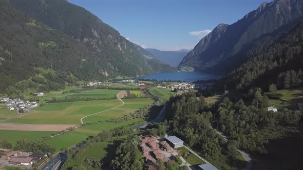 Aerial View of Val Poschiavo Valley, Switzerland alt