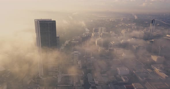 Drone   Foggy Sunrise  In The City 8