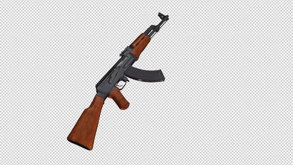 Military Gun - Russian Kalashnikov AK 47 - 4K Transparent Transition