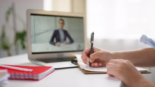 Unrecognizable Schoolgirl Learning Remotely alt
