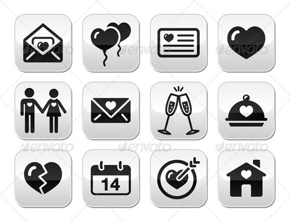 Valentine's Day Buttons Set - Valentines Seasons/Holidays