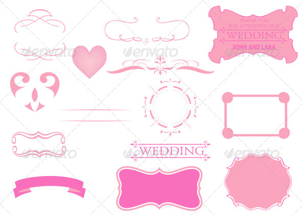 Calligraphic and Vintage Wedding Graphics Set - Weddings Seasons/Holidays