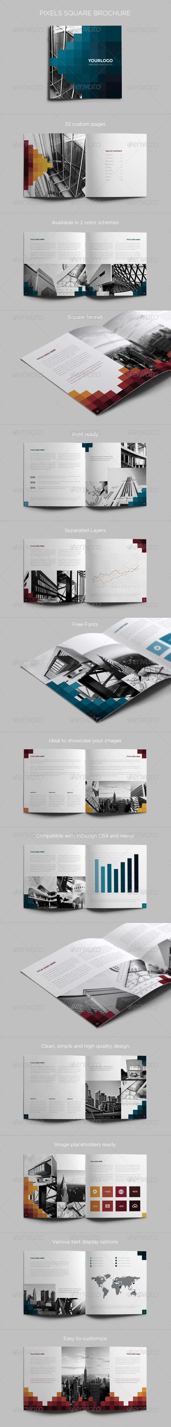 Pixels Square Brochure - Brochures Print Templates