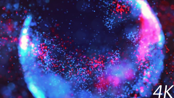 Abstract Red and Blue Particles