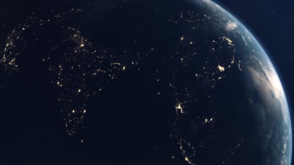 The Night City Lights of Asia Seen From Earth Orbit