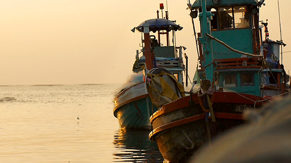Fishing Boat Mooring in a Fishing Village alt