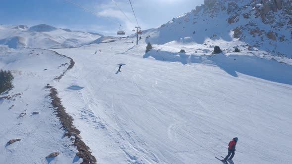 Ski Lift At Snowboarder