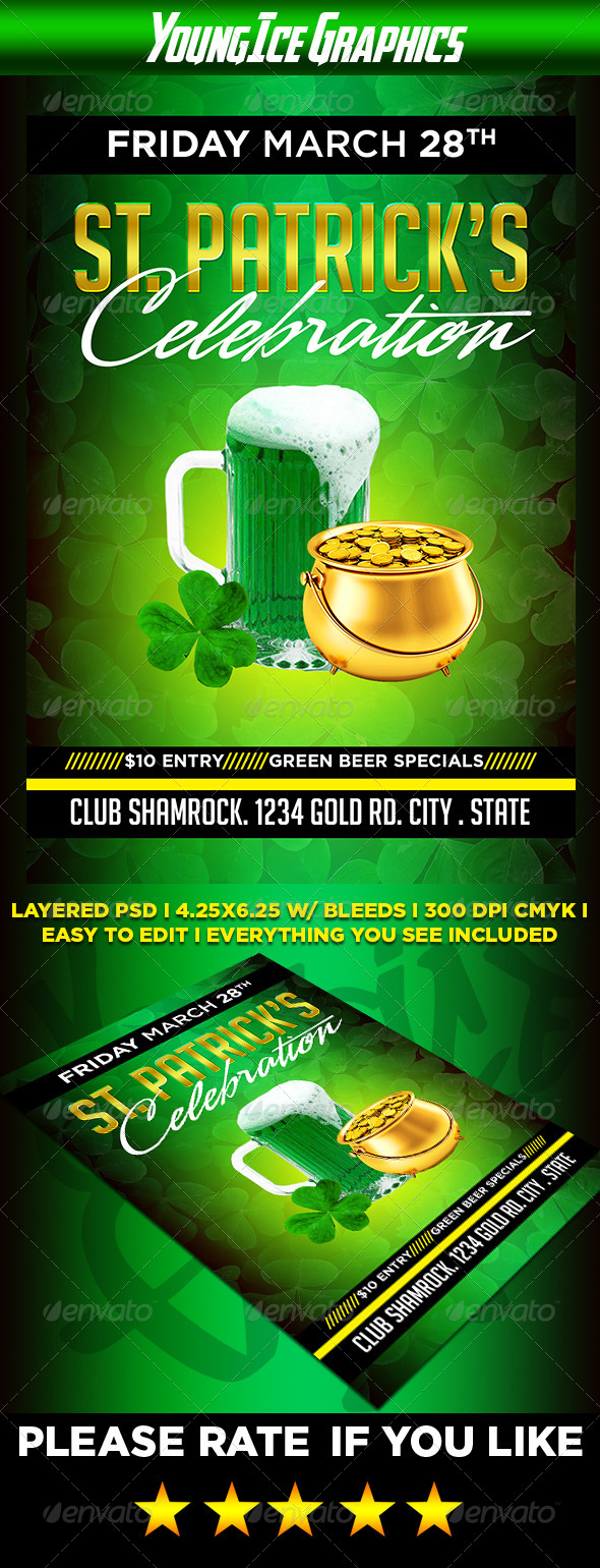 St Patricks Celebration Flyer - Clubs & Parties Events