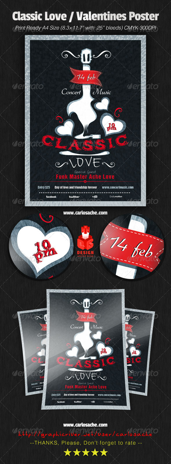 Classic Love / Valentines Poster - Concerts Events