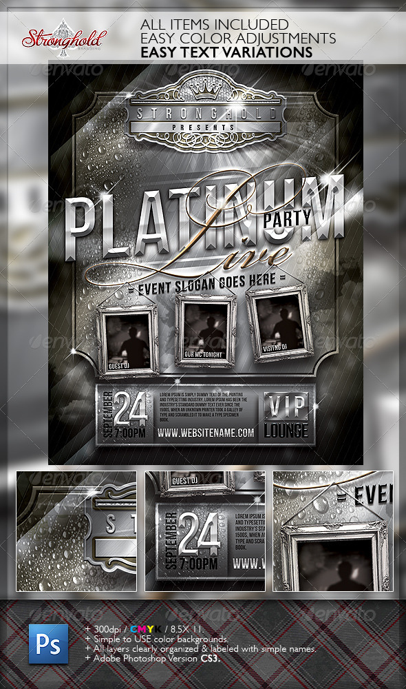 Platinum Live Party Flyer Template by getstronghold | GraphicRiver