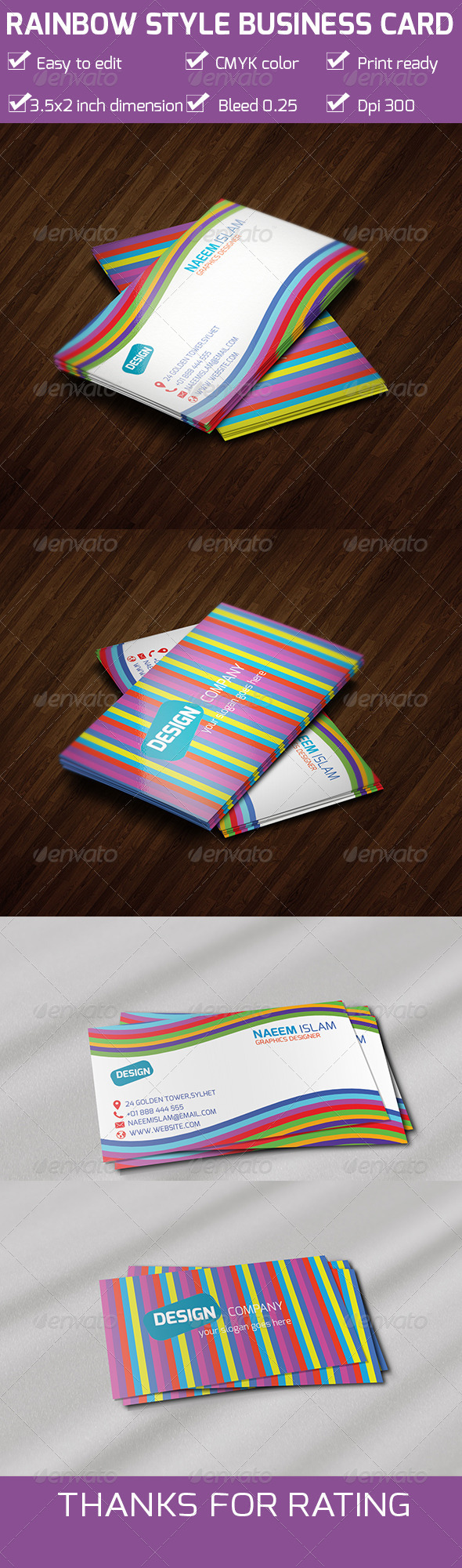 Rainbow Style Business Card - Creative Business Cards