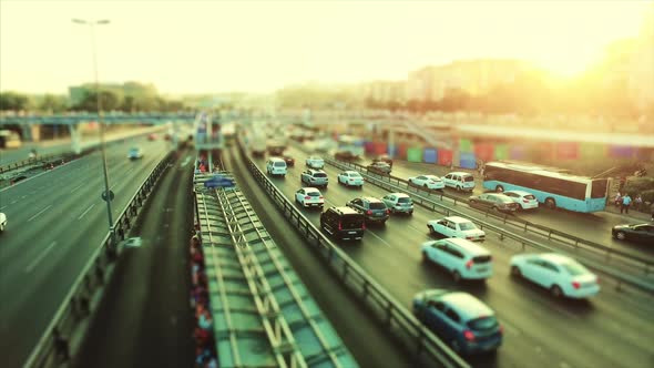 Time lapse Car traffic on a wide road, transportation and infrastructure development in urban city w