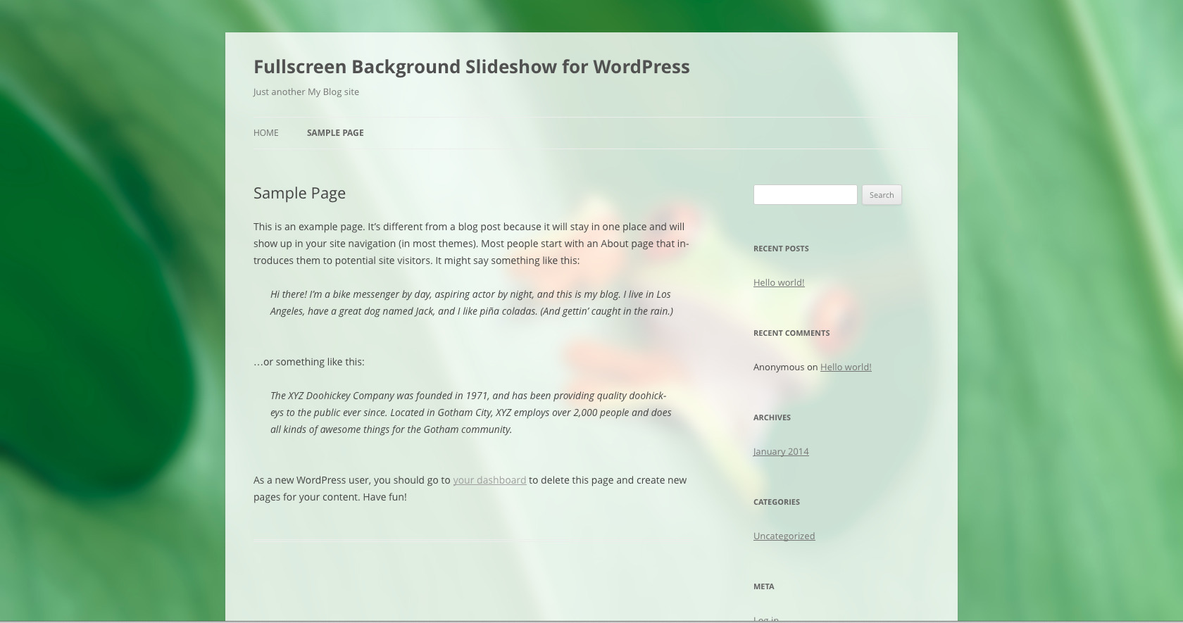 fullscreen background slideshow for