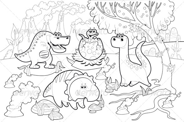 Dinosaurs in a Prehistoric Landscape - Animals Characters