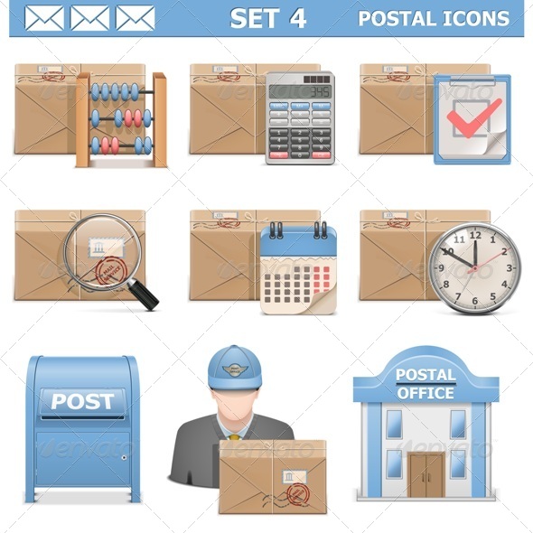 Vector Postal Icons Set 4 - Industries Business
