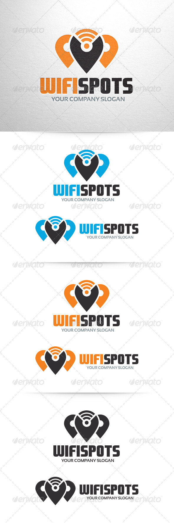 Wi-Fi Spots Logo Template - Symbols Logo Templates