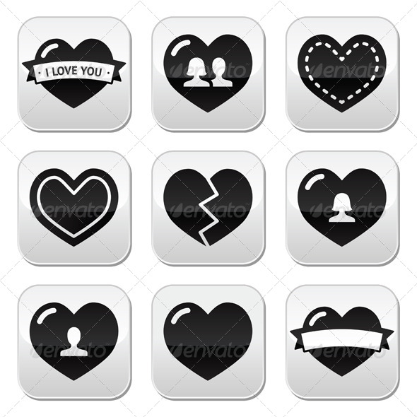 Love Heart Icons Set for Valentine's Day - Valentines Seasons/Holidays