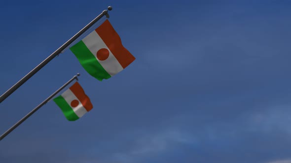 Niger  Flags In The Blue Sky -  4K