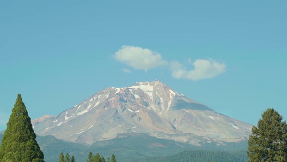 Mt Shasta Viewed From McCloud California on Clear Fall Day During Drought Close