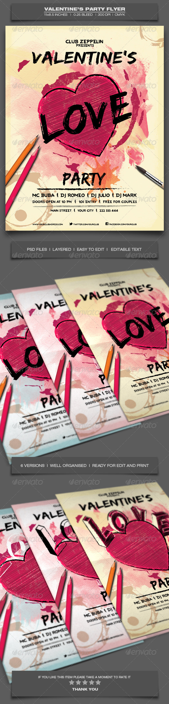 Valentine's Day Party - Event Flyer Template 9 - Holidays Events