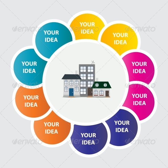 Town Infographic Template Business Concept Vector - Web Technology