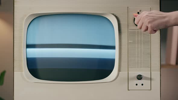 Old Television with Grey Interference Screen alt