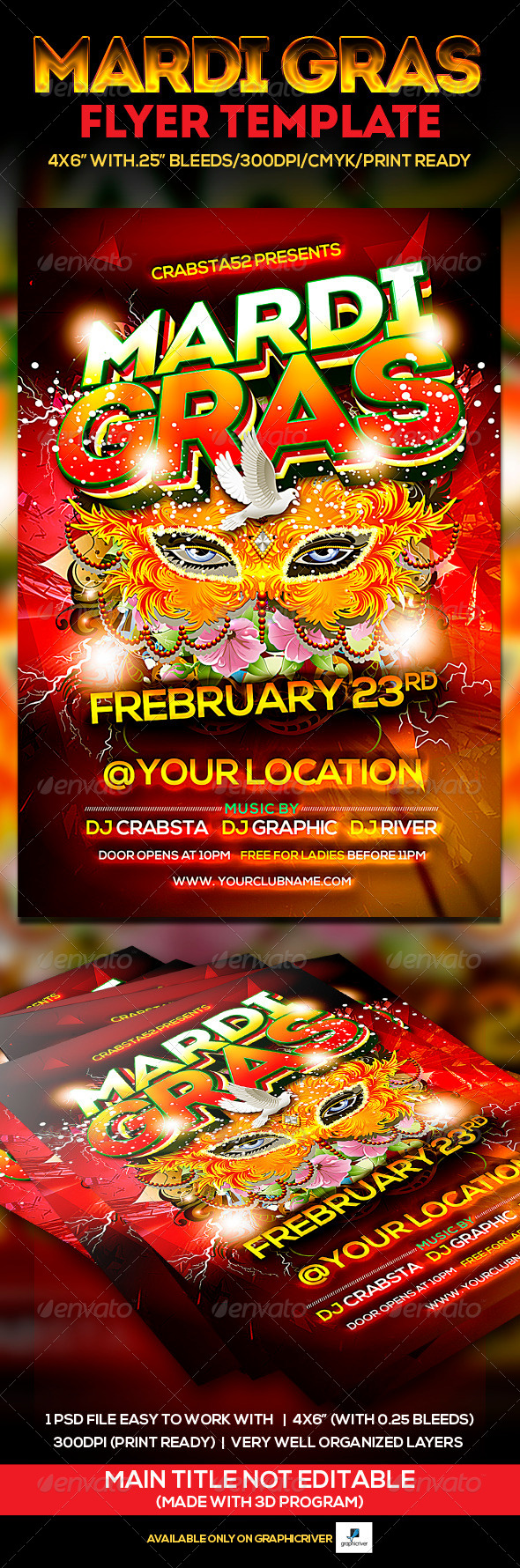 Mardi Gras Flyer Template - Flyers Print Templates