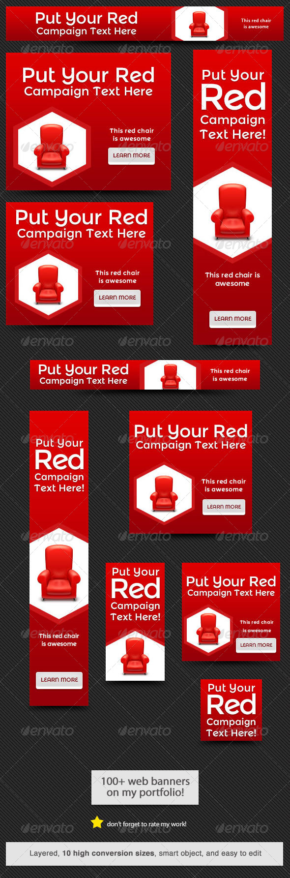 Elegant Red Web Banner Design - Banners & Ads Web Elements