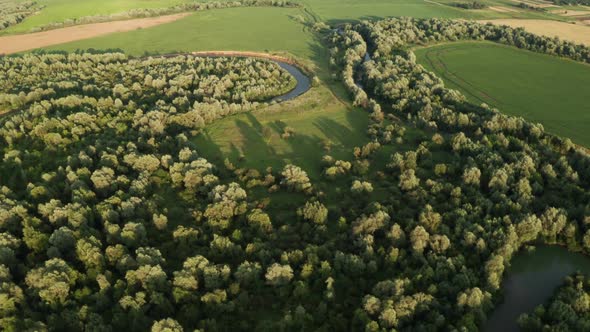 Aerial Drone Flight Through Majestic River Dnister