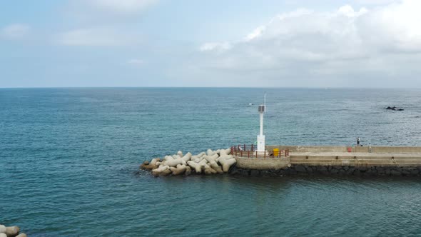 A small port in a secluded country village. Jeju Island in Korea