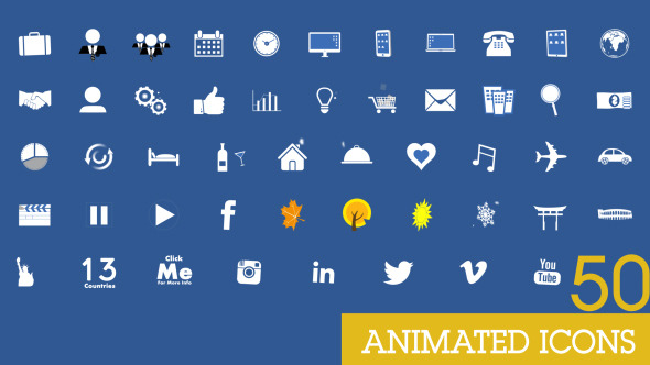 50 Animated Looped Icons Pack With Transitions