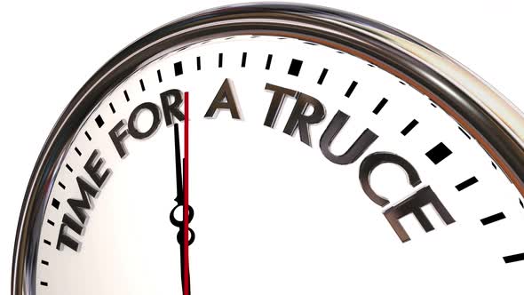 Time For A Truce Peace End Fighting Clock Words 3d Animation alt