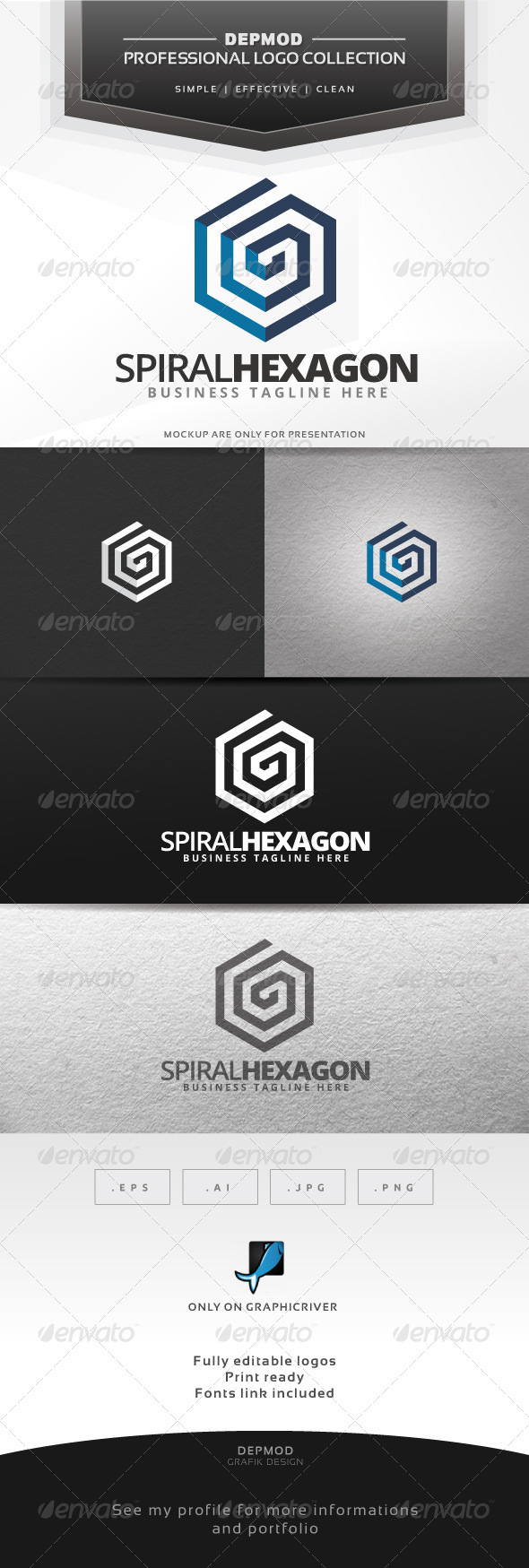 Spiral Hexagon Logo - Abstract Logo Templates