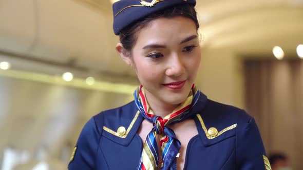 Cabin Crew or Air Hostess Working in Airplane, Stock Footage | VideoHive