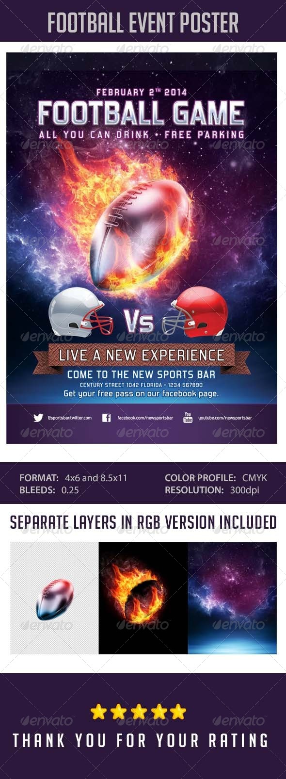 Flyer Football Event Template - Sports Events