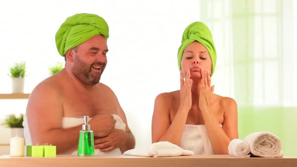 Overweight Man is Mocked By Young Woman at Health Spa