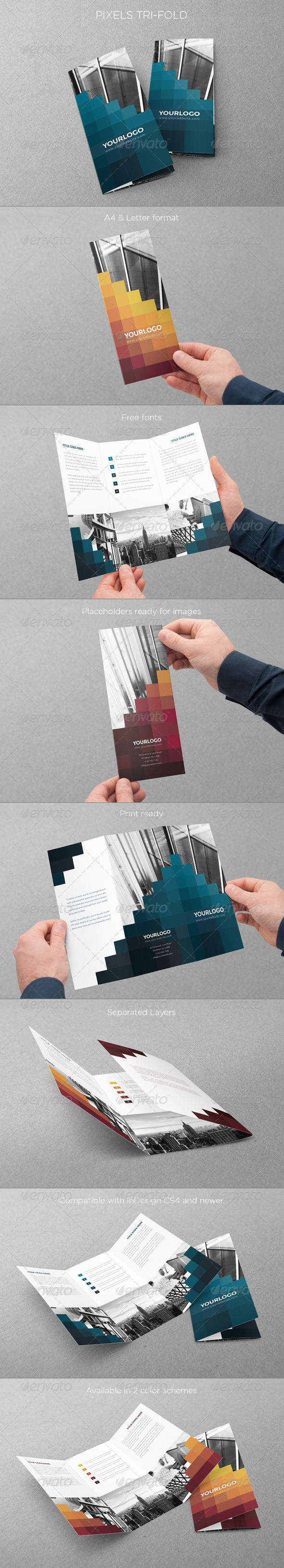 Pixels Trifold - Brochures Print Templates