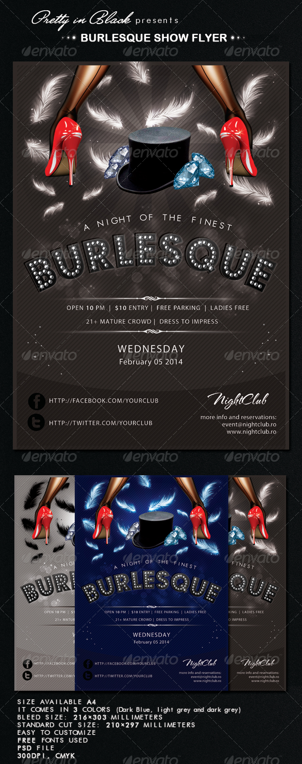 Burlesque Show Flyer - Flyers Print Templates
