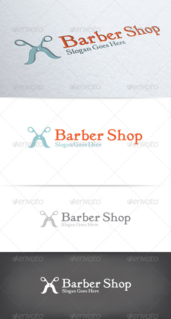 Mustache Scissors Barber Shop Logo - Objects Logo Templates