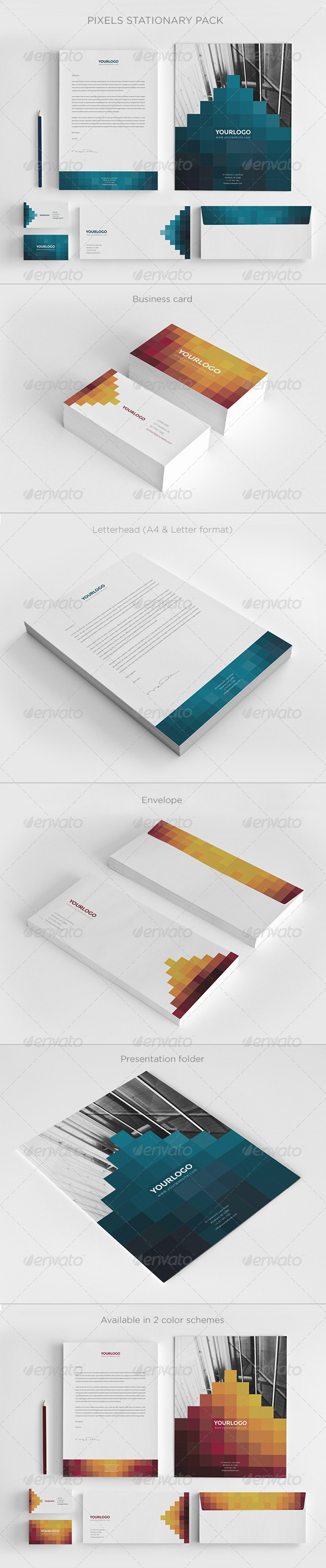 Pixels Stationary Pack - Stationery Print Templates