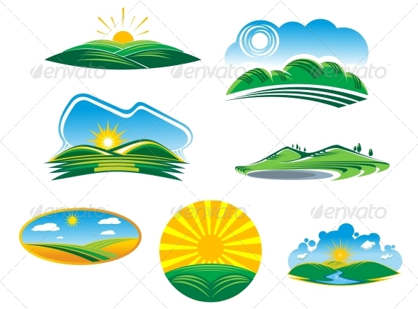 Set of Summer Landscapes - Landscapes Nature