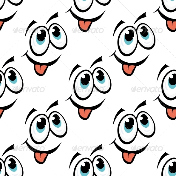 Happy Emoticon Face Seamless Pattern - People Characters