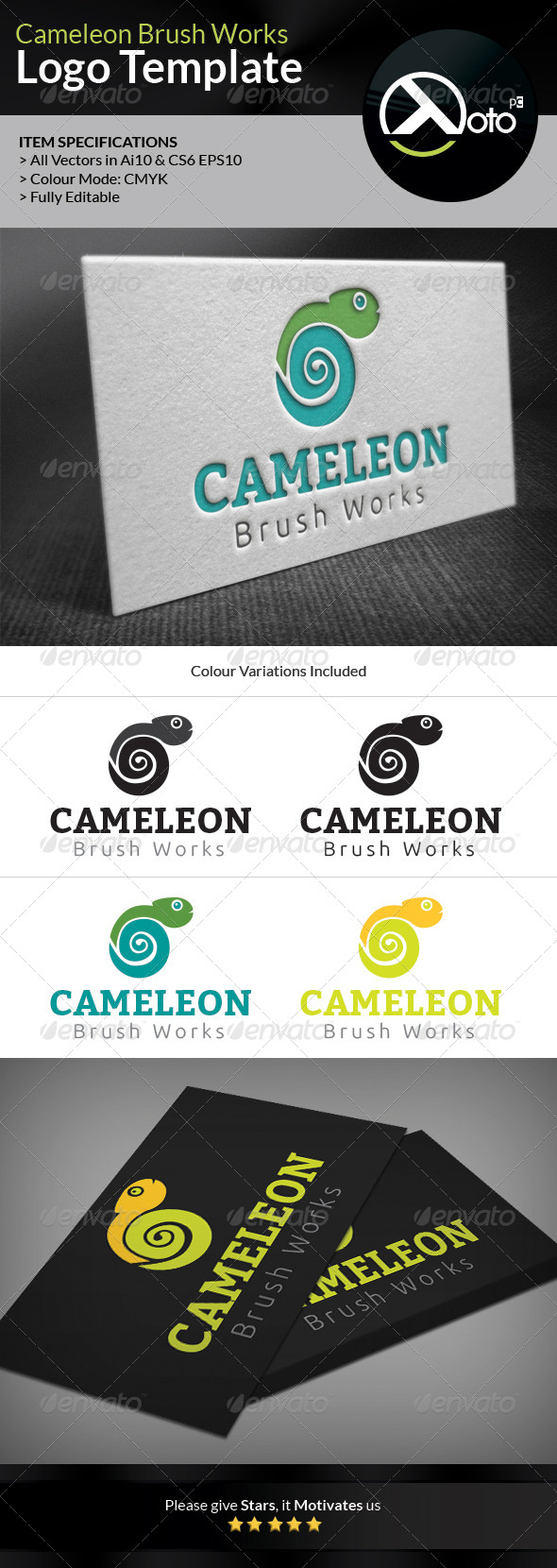 Cameleon Brush Works Logo - Animals Logo Templates
