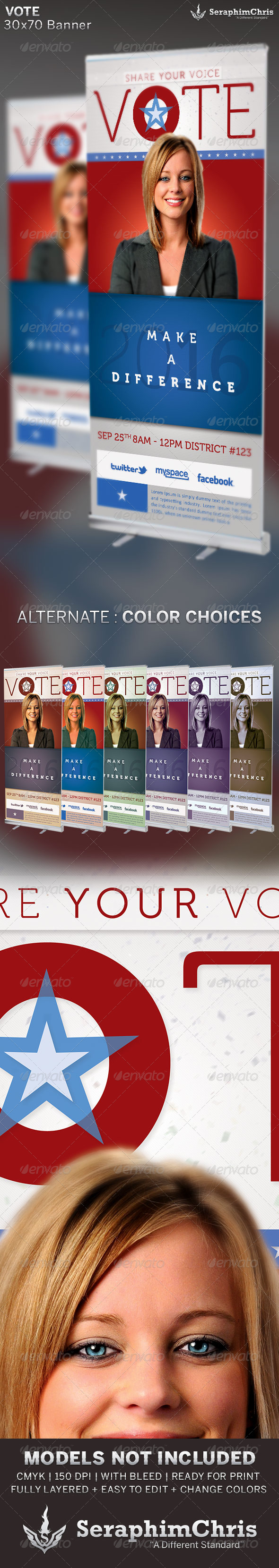 Vote Political Election: Banner Template - Signage Print Templates