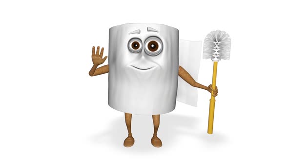 Toilet Paper Brush Looped White Background alt