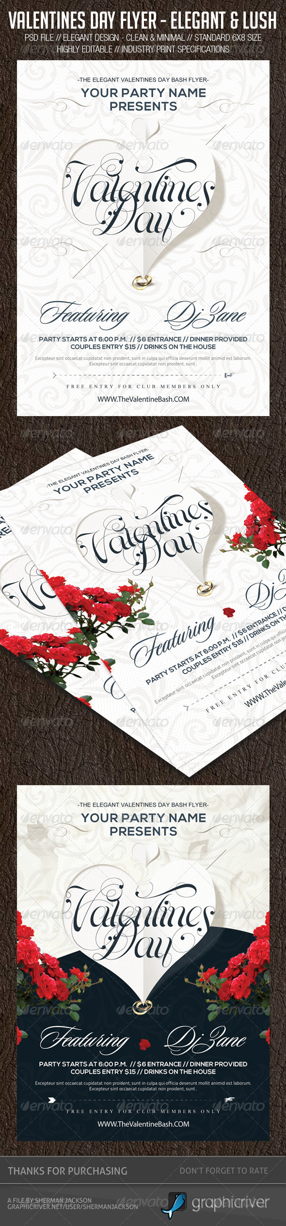 Valentines Day Flyer - Elegant & Lush - Events Flyers