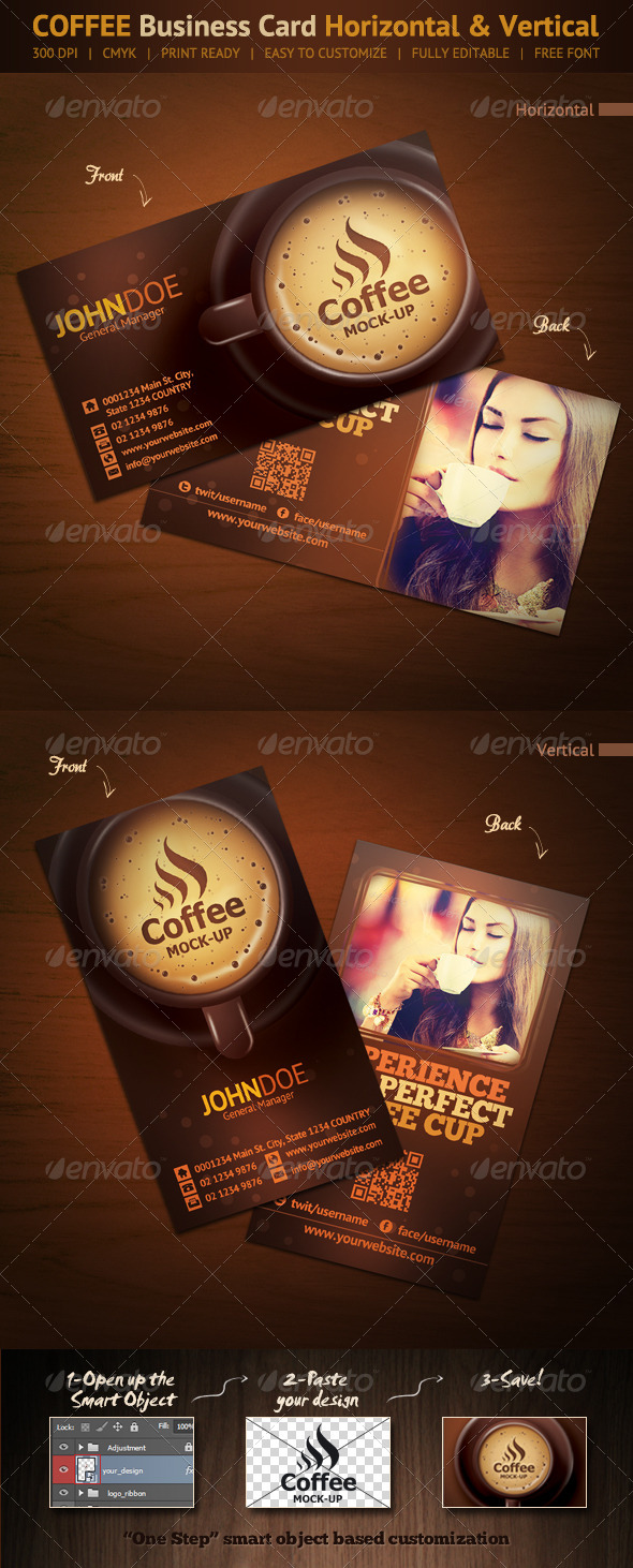 Coffee Business Card - Horizontal & Vertical - Creative Business Cards