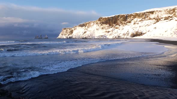 Iceland Vik Black Sand Beach View Of Ocean And Basalt Rock Formations 3 alt