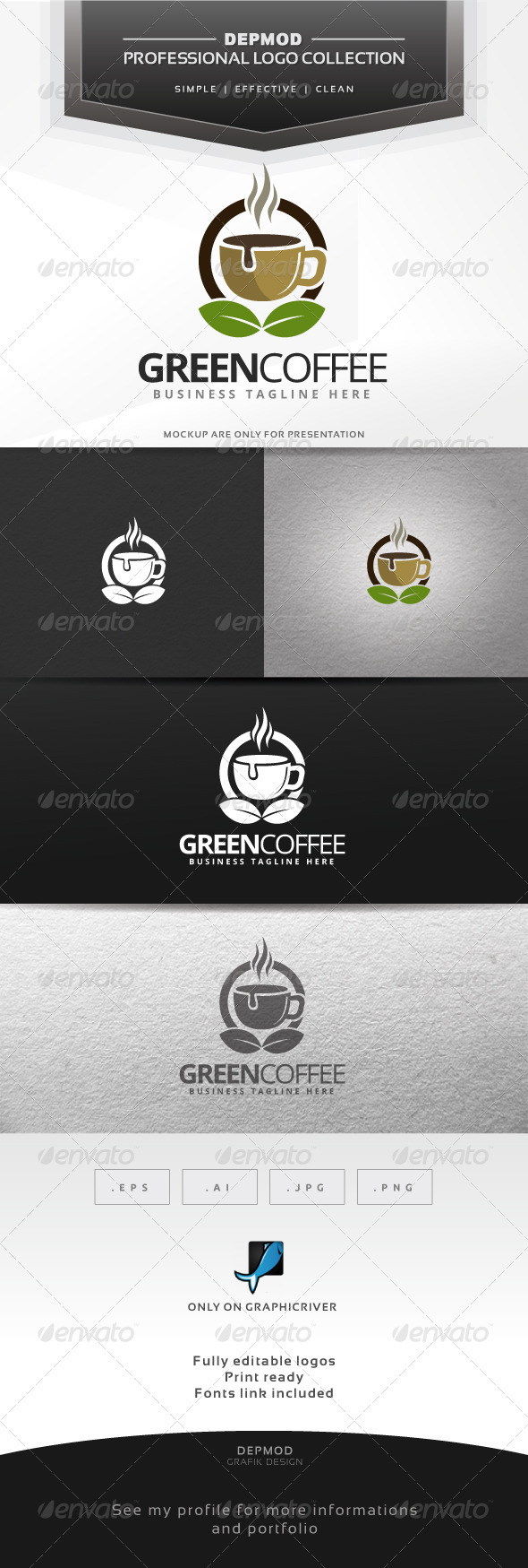 Green Coffee Logo - Food Logo Templates