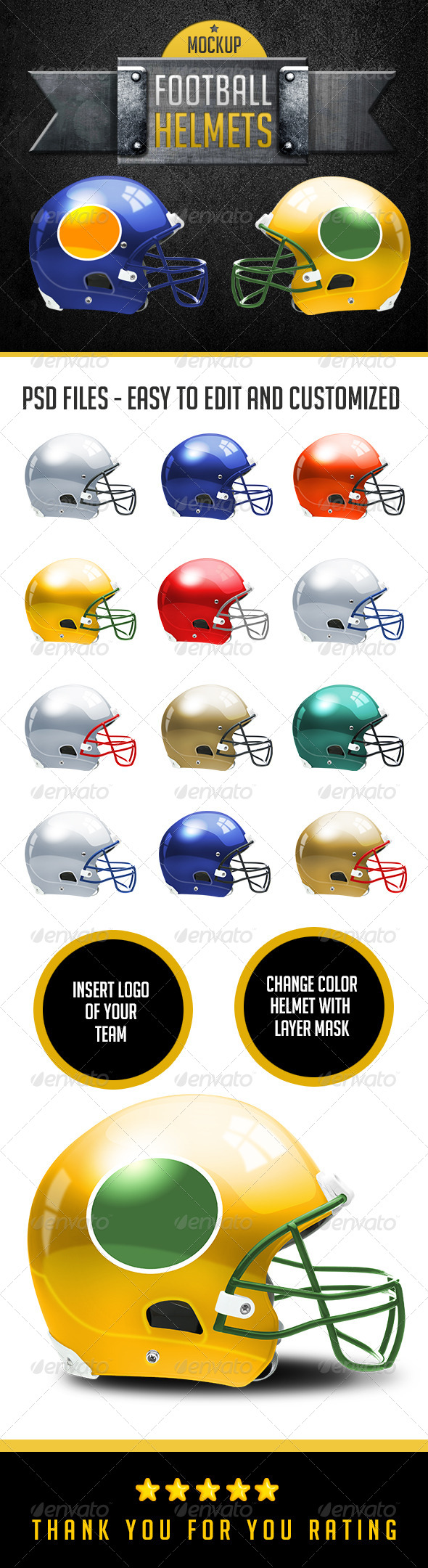 Football Helmets Layered and Editable Colors - Miscellaneous Apparel